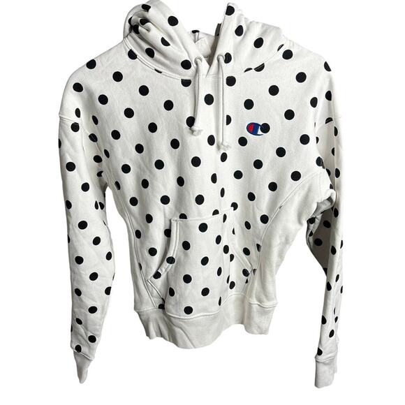 Champion Reverse Weave Polka Dot Hoodie White Size XS - Picture 3 of 5